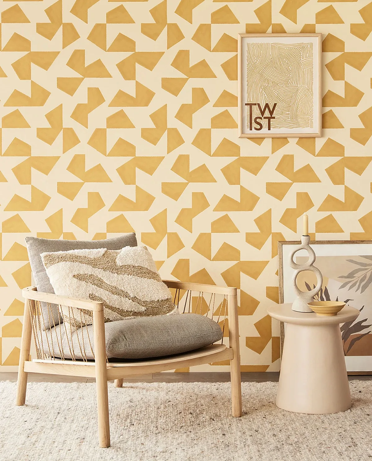 Brewster Home Fashions Azad Yellow Abstract Geometric Wallpaper - SKU EJ318040