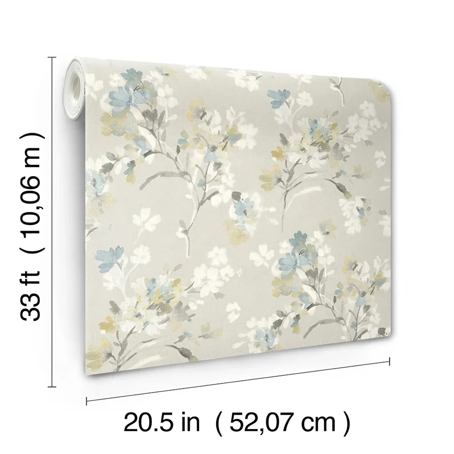 Brewster Home Fashions Azalea Light Grey Floral Branches Wallpaper | Wallpaper Twins Brewster Home Fashions Azalea Light Grey Floral Branches Wallpaper - SKU 4134-72528