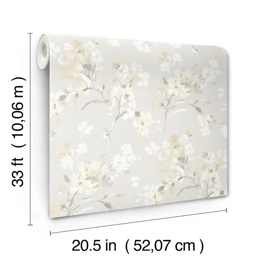 Brewster Home Fashions Azalea Neutral Floral Branches Wallpaper - SKU 4134-72527