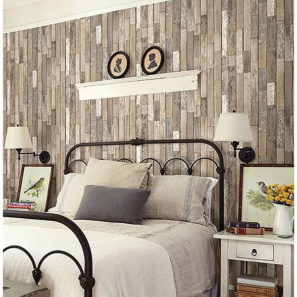 Brewster Home Fashions Barn Board Brown Thin Plank Wallpaper - SKU FD23274