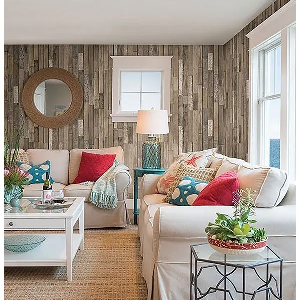Brewster Home Fashions Barn Board Brown Thin Plank Wallpaper | Wallpaper Twins Brewster Home Fashions Barn Board Brown Thin Plank Wallpaper - SKU FD23274