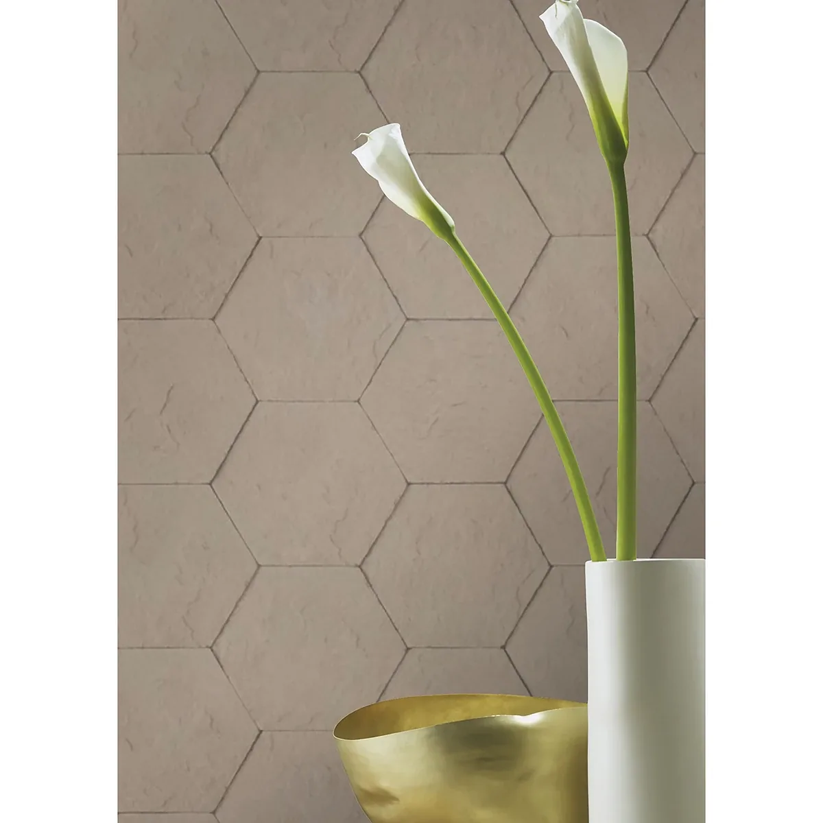 Brewster Home Fashions Bascom Light Grey Stone Hexagon Wallpaper | Wallpaper Twins Brewster Home Fashions Bascom Light Grey Stone Hexagon Wallpaper - SKU 4015-427134