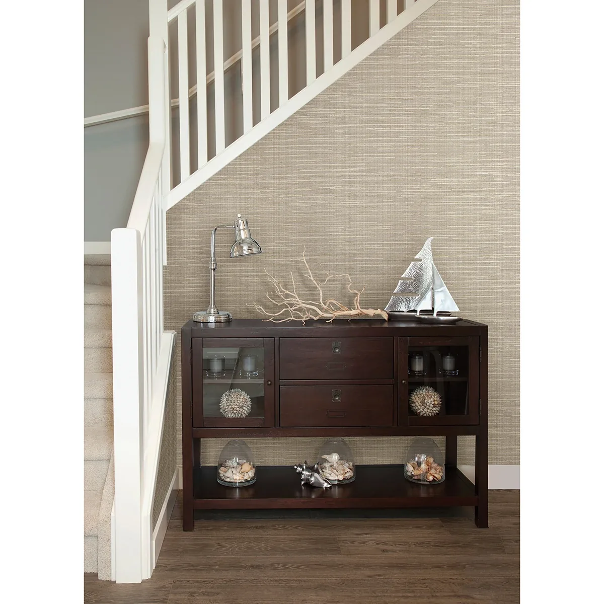 Brewster Home Fashions Bay Ridge Neutral Faux Grasscloth Wallpaper - SKU 2984-8018