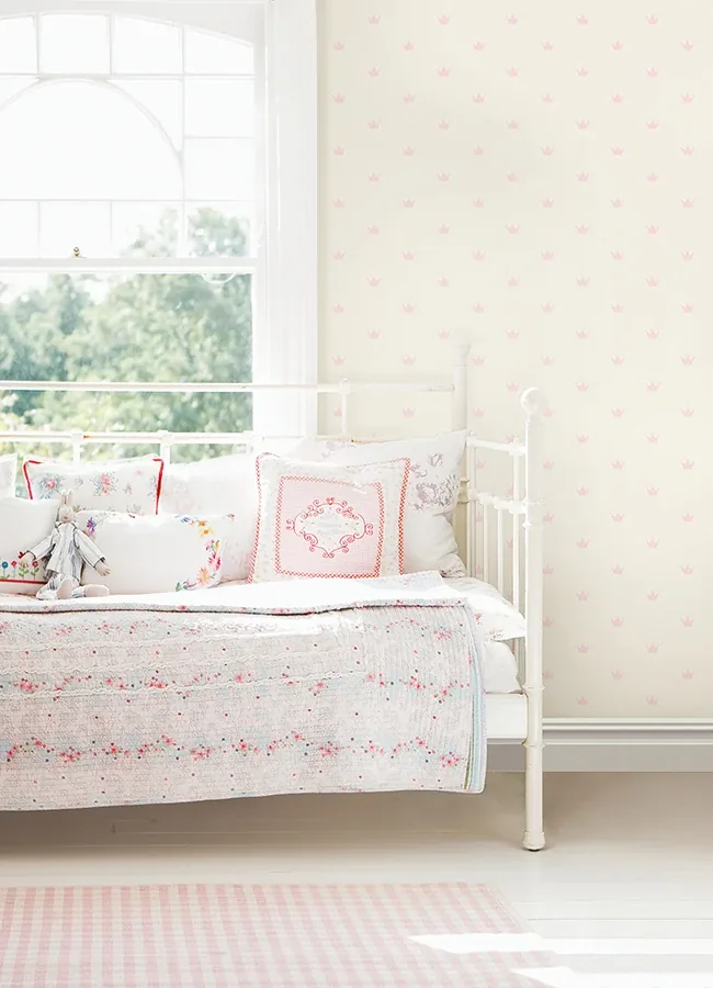 Brewster Home Fashions Bea Light Pink Crowns Wallpaper | Wallpaper Twins Brewster Home Fashions Bea Light Pink Crowns Wallpaper - SKU 4060-347702