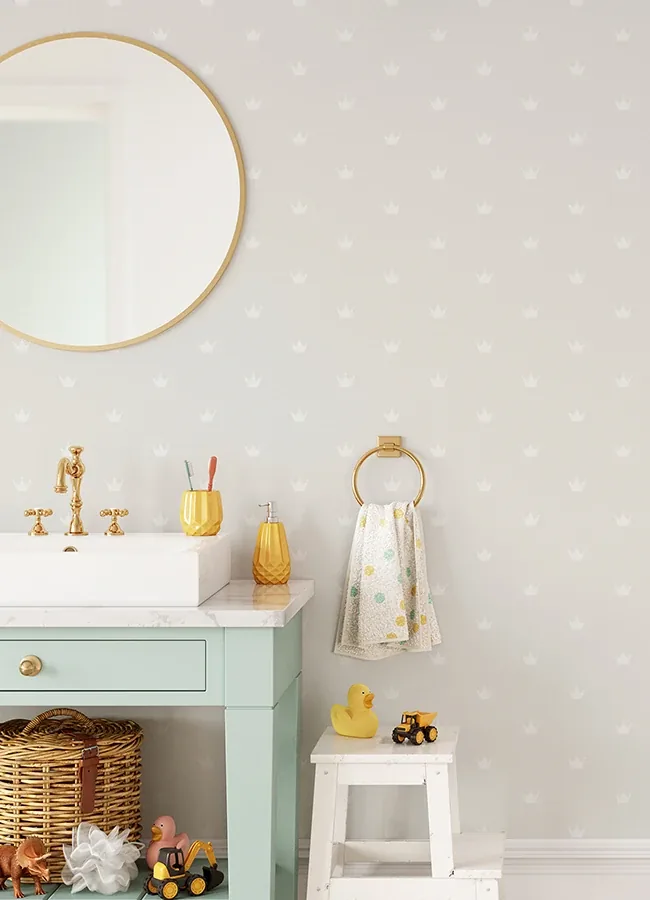 Brewster Home Fashions Bea Silver Crowns Wallpaper - SKU 4060-347703