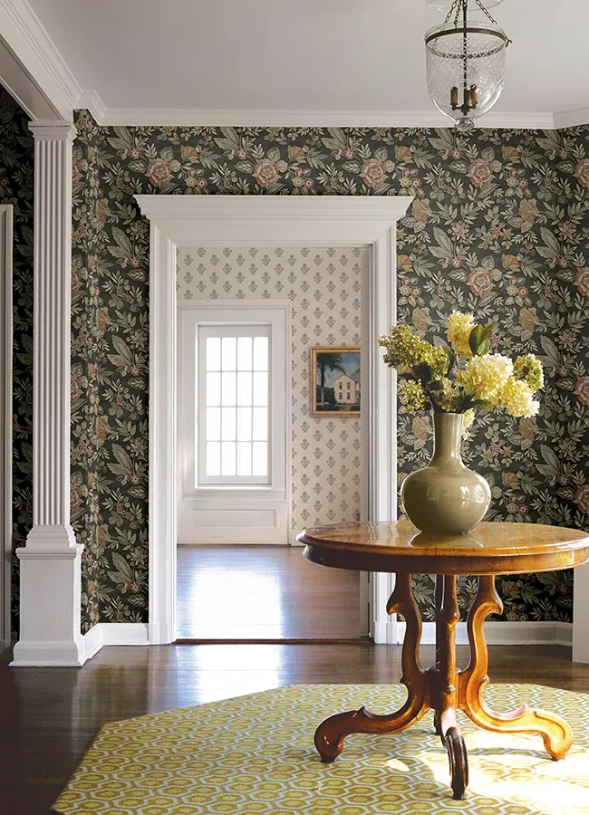 Brewster Home Fashions Begonia Black Floral Trail Wallpaper | Wallpaper Twins Brewster Home Fashions Begonia Black Floral Trail Wallpaper - SKU 4148-27421