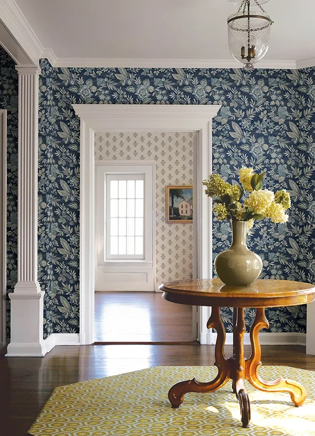 Brewster Home Fashions Begonia Indigo Floral Trail Wallpaper | Wallpaper Twins Brewster Home Fashions Begonia Indigo Floral Trail Wallpaper - SKU 4148-27422