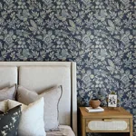 Brewster Home Fashions Begonia Indigo Floral Trail Wallpaper | Wallpaper Twins Brewster Home Fashions Begonia Indigo Floral Trail Wallpaper - SKU 4148-27422