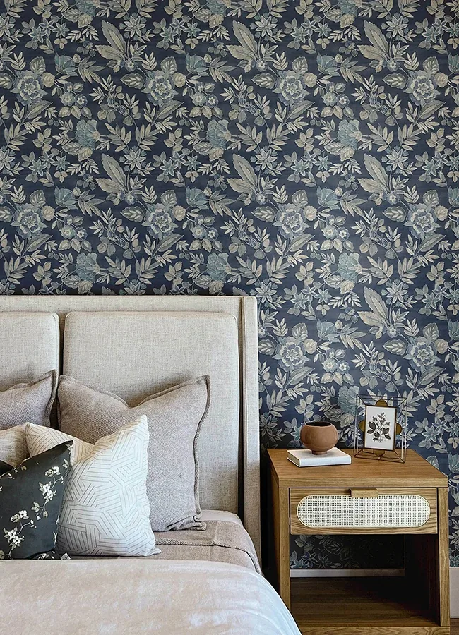 Brewster Home Fashions Begonia Indigo Floral Trail Wallpaper | Wallpaper Twins Brewster Home Fashions Begonia Indigo Floral Trail Wallpaper - SKU 4148-27422