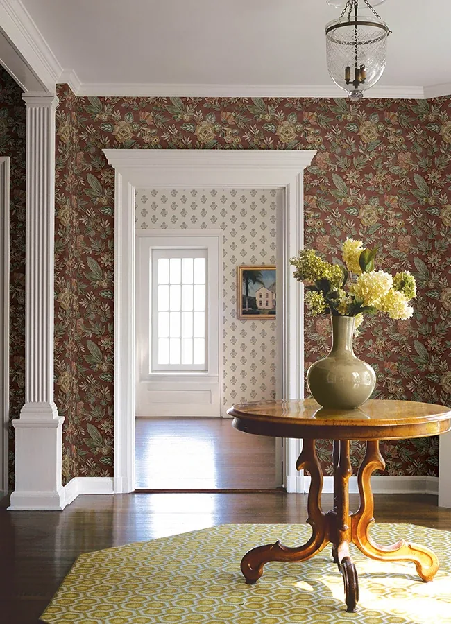 Brewster Home Fashions Begonia Red Floral Trail Wallpaper - SKU 4148-27425