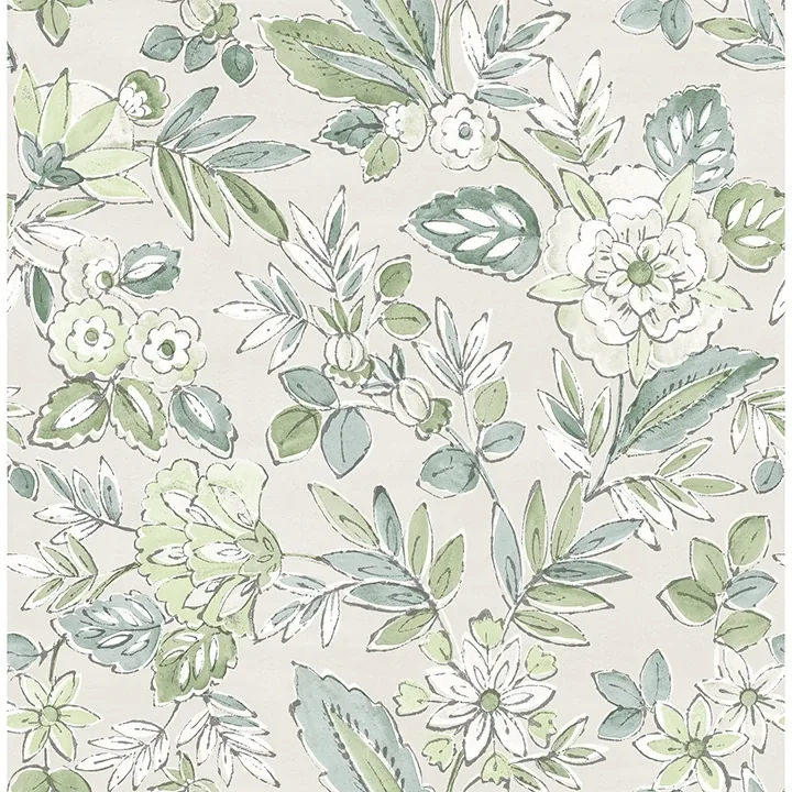4148-27424 | Begonia Sea Green Floral Trail Wallpaper