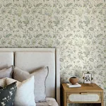 Brewster Home Fashions Begonia Sea Green Floral Trail Wallpaper | Wallpaper Twins Brewster Home Fashions Begonia Sea Green Floral Trail Wallpaper - SKU 4148-27424