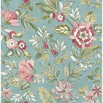 Brewster Home Fashions Begonia Teal Floral Trail Wallpaper | Wallpaper Twins Brewster Home Fashions Begonia Teal Floral Trail Wallpaper - SKU 4148-27423