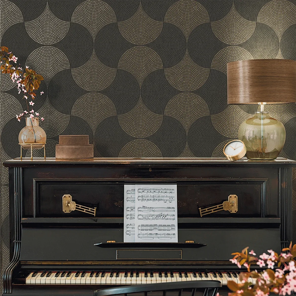 Brewster Home Fashions Bel Air Black Fan Wallpaper - SKU 4044-38027-4