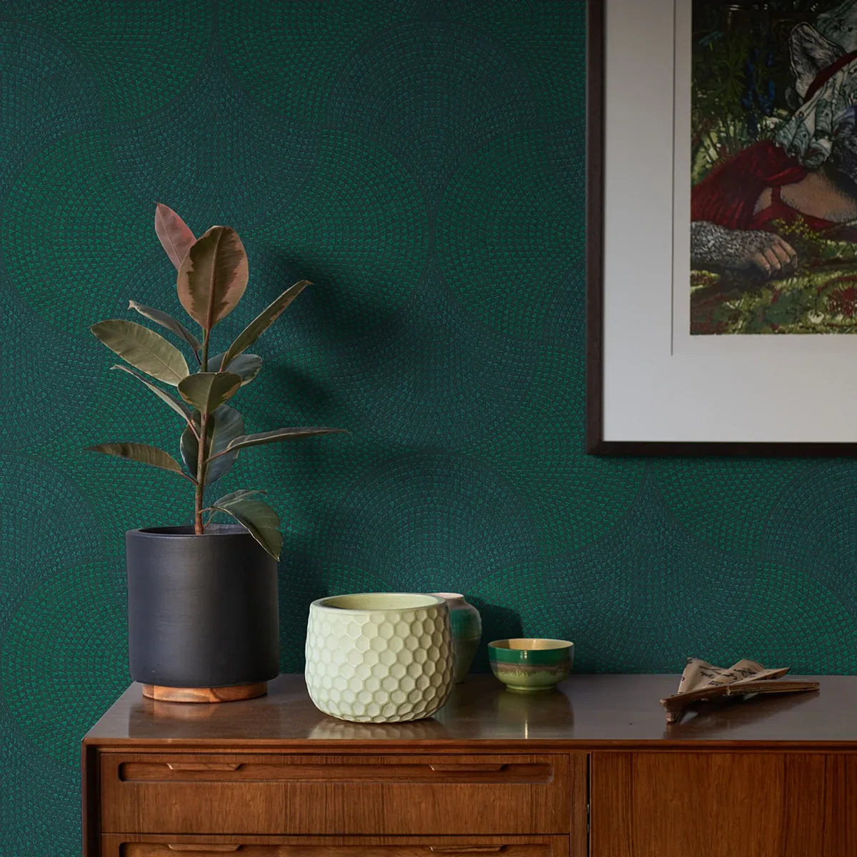 Brewster Home Fashions Bel Air Teal Fan Wallpaper - SKU 4044-38027-1