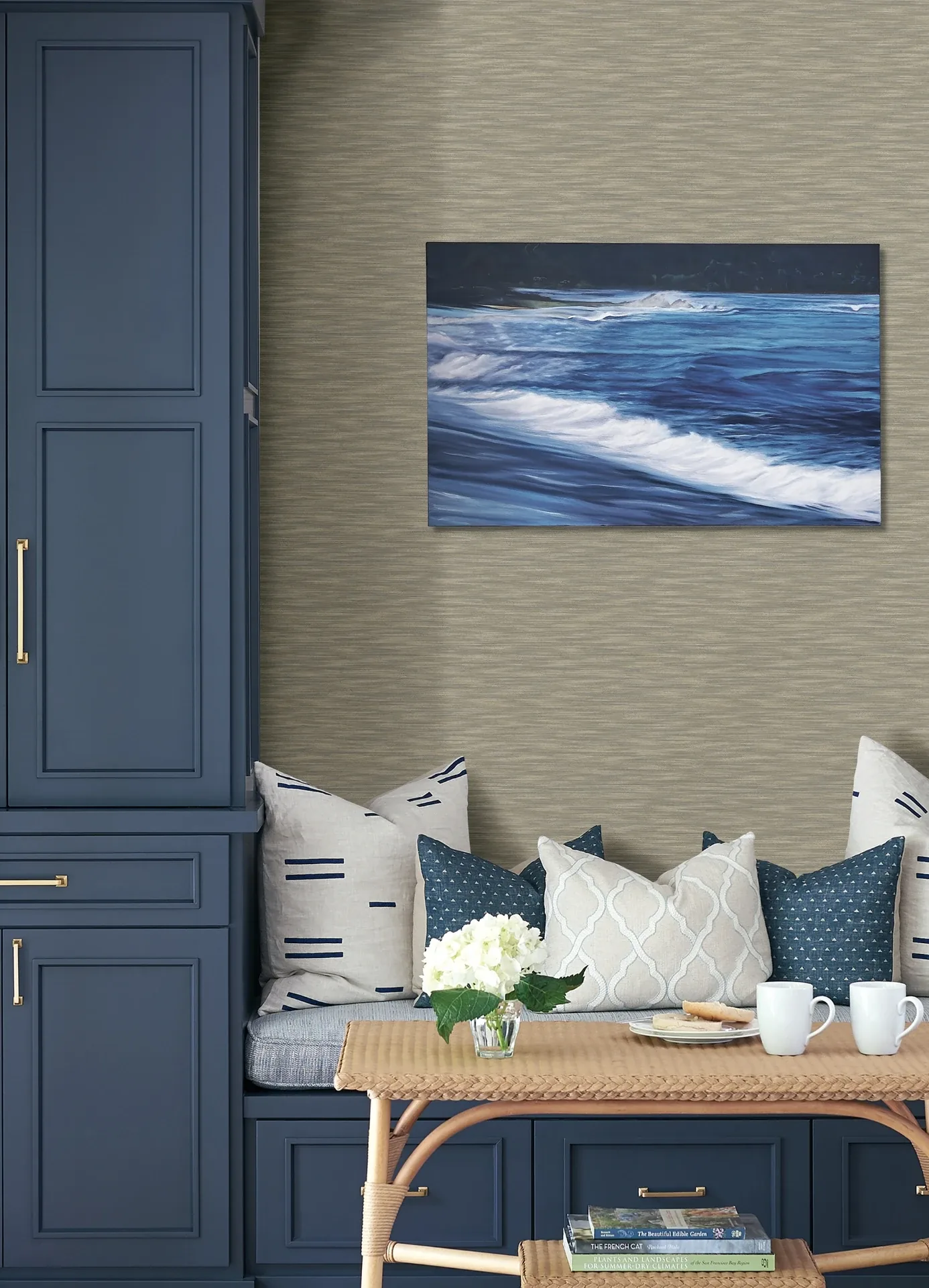 Brewster Home Fashions Benson Taupe Faux Fabric Wallpaper | Wallpaper Twins Brewster Home Fashions Benson Taupe Faux Fabric Wallpaper - SKU 4157-26155