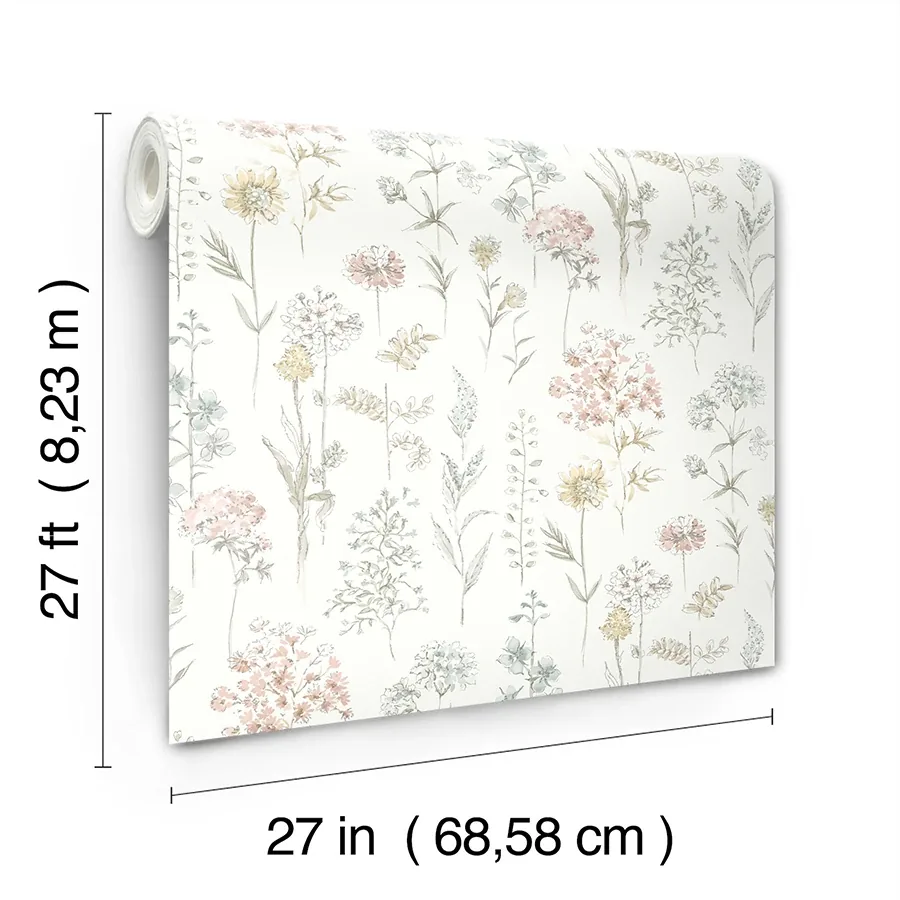 Brewster Home Fashions Bergamot Lavender Wildflower Wallpaper | Wallpaper Twins Brewster Home Fashions Bergamot Lavender Wildflower Wallpaper - SKU 4134-72504