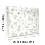 Brewster Home Fashions Bergamot Light Grey Wildflower Wallpaper | Wallpaper Twins Brewster Home Fashions Bergamot Light Grey Wildflower Wallpaper - SKU 4134-72501