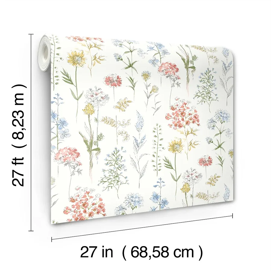 Brewster Home Fashions Bergamot Multicolor Wildflower Wallpaper | Wallpaper Twins Brewster Home Fashions Bergamot Multicolor Wildflower Wallpaper - SKU 4134-72500