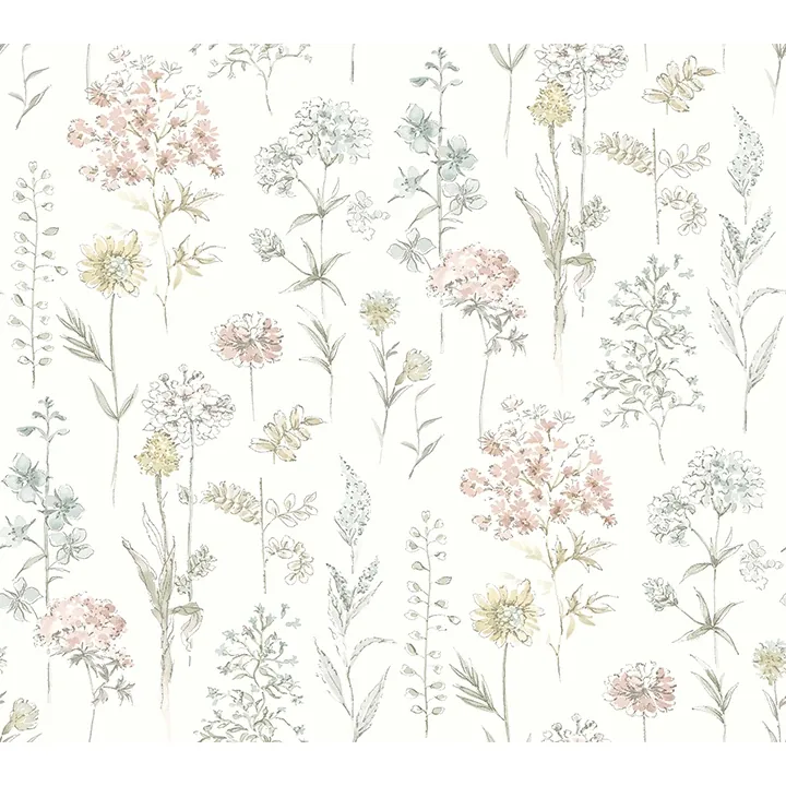 Brewster Home Fashions Bergamot Pastel Wildflower Wallpaper - SKU 4134-72503