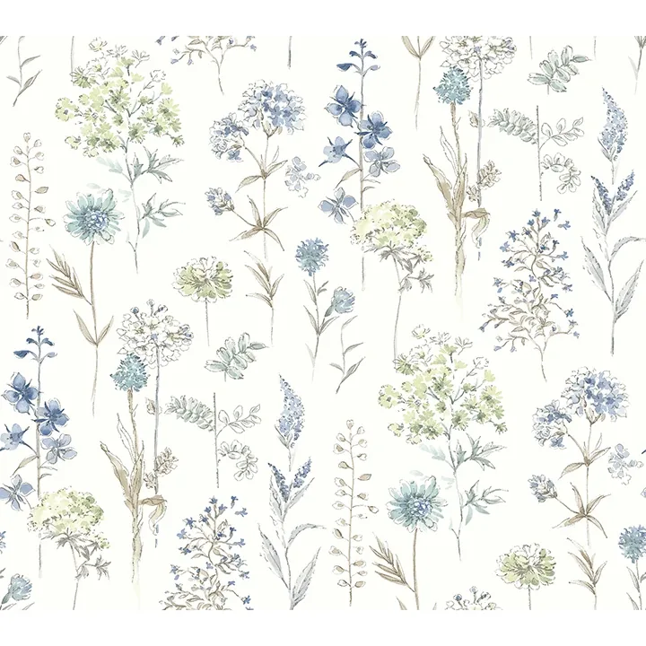 Brewster Home Fashions Bergamot Sea Green Wildflower Wallpaper - SKU 4134-72502