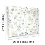 Brewster Home Fashions Bergamot Sea Green Wildflower Wallpaper | Wallpaper Twins Brewster Home Fashions Bergamot Sea Green Wildflower Wallpaper - SKU 4134-72502
