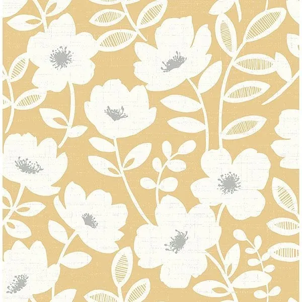 Brewster Home Fashions Bergman Mustard Scandi Flower Wallpaper | Wallpaper Twins Brewster Home Fashions Bergman Mustard Scandi Flower Wallpaper - SKU UW24774