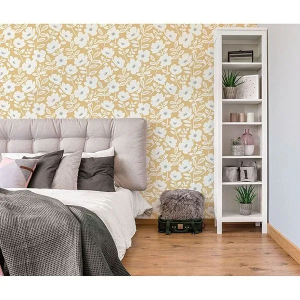 Brewster Home Fashions Bergman Mustard Scandi Flower Wallpaper | Wallpaper Twins Brewster Home Fashions Bergman Mustard Scandi Flower Wallpaper - SKU UW24774