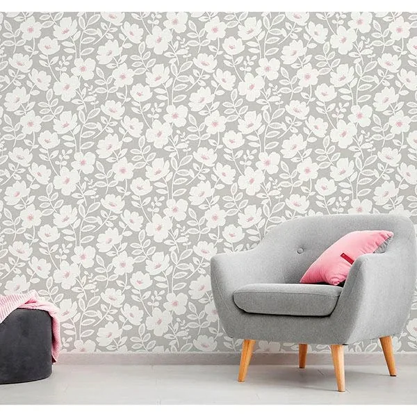 UW24772 | Bergman Pink Scandi Flower Wallpaper