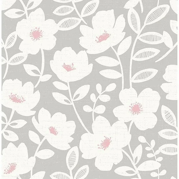 Brewster Home Fashions Bergman Pink Scandi Flower Wallpaper - SKU UW24772
