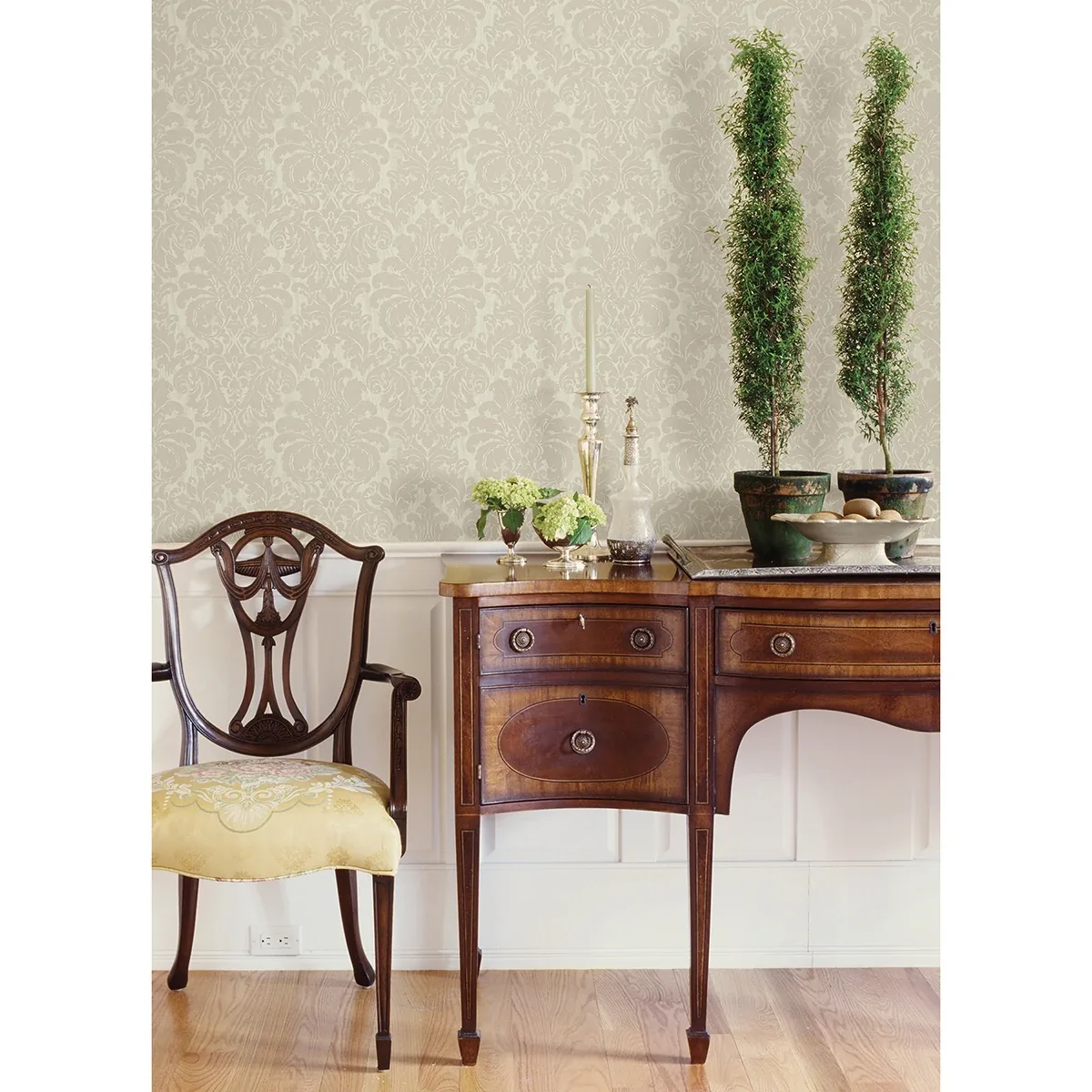 Brewster Home Fashions Betina Cream Damask Wallpaper - SKU 4058-24803