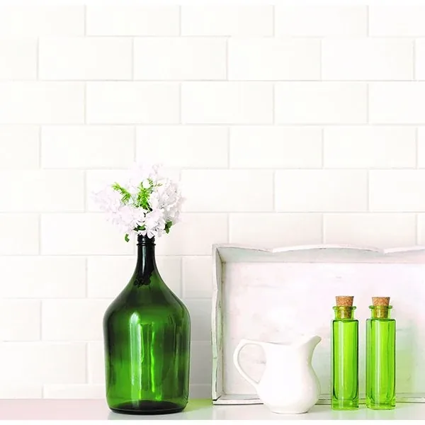 Brewster Home Fashions Bettina White Paintable Subway Tile Wallpaper | Wallpaper Twins Brewster Home Fashions Bettina White Paintable Subway Tile Wallpaper - SKU 2904-21399