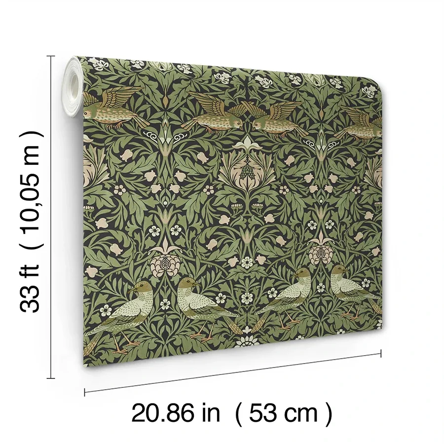 Brewster Home Fashions Bird Green Floral Thicket Wallpaper | Wallpaper Twins Brewster Home Fashions Bird Green Floral Thicket Wallpaper - SKU 4171-82063