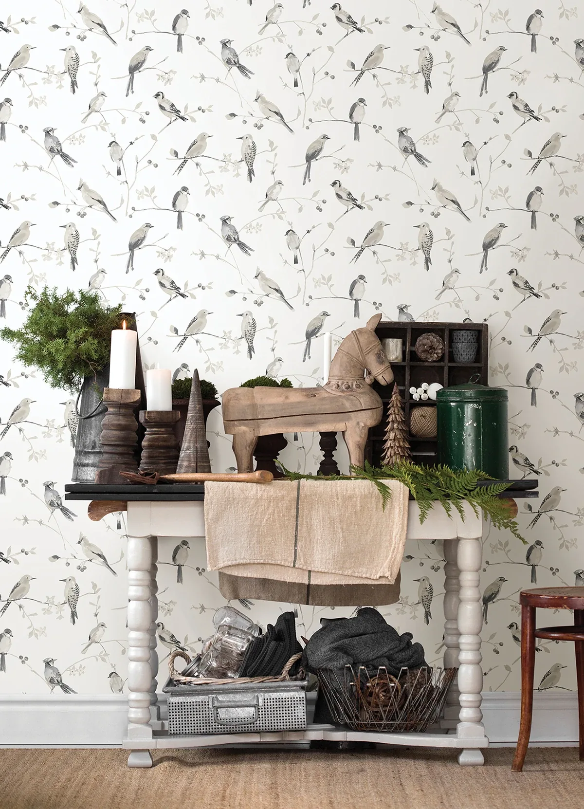 Brewster Home Fashions Birdsong Grey Trail Wallpaper | Wallpaper Twins Brewster Home Fashions Birdsong Grey Trail Wallpaper - SKU 3124-13853