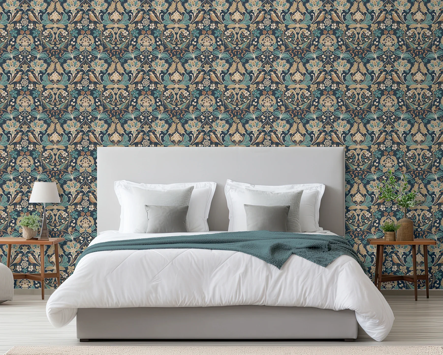 Brewster Home Fashions Birdy Navy Nuthatch Floral Wallpaper | Wallpaper Twins Brewster Home Fashions Birdy Navy Nuthatch Floral Wallpaper - SKU AH100197AH