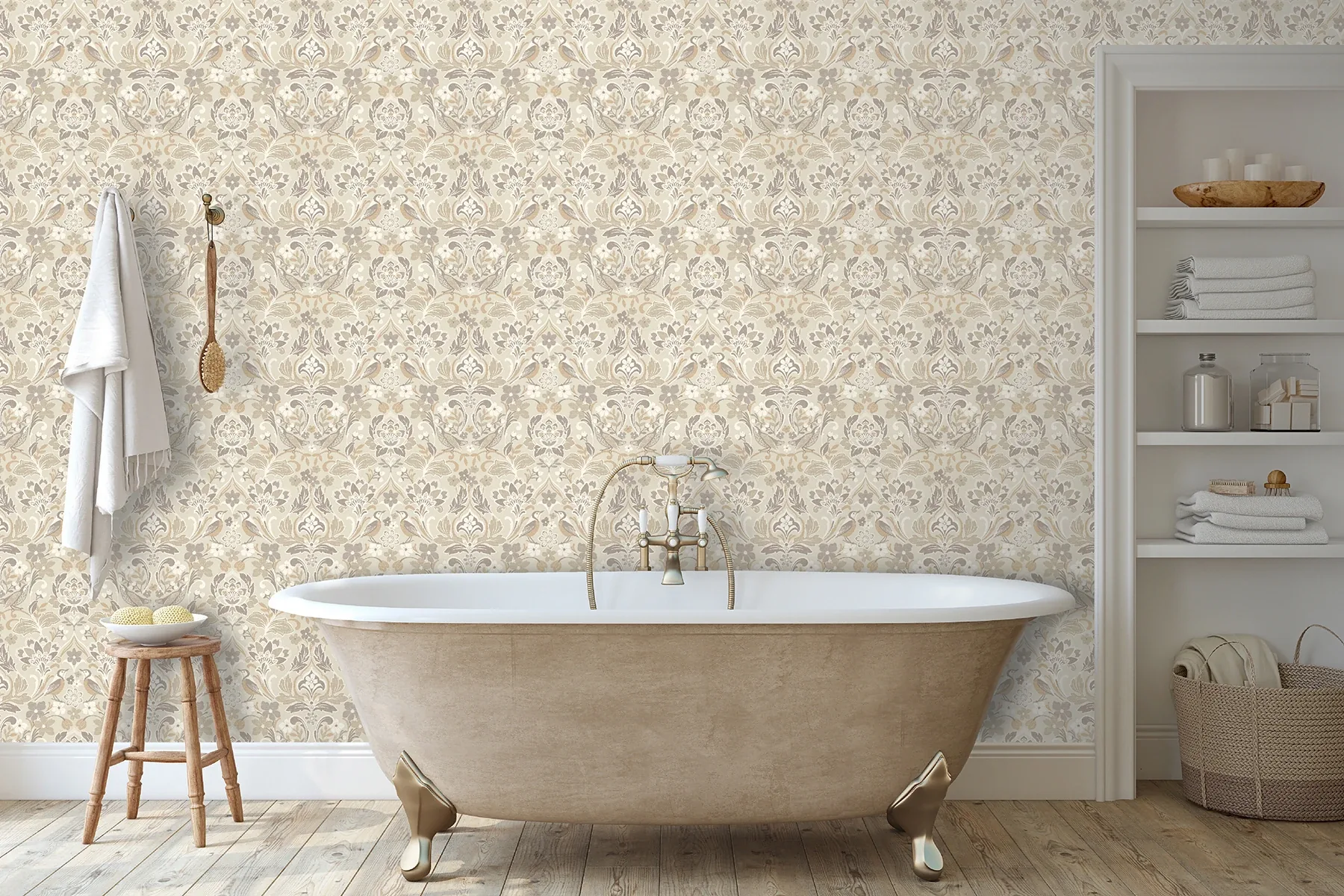Brewster Home Fashions Birdy Neutral Nuthatch Floral Wallpaper - SKU AH100196AH