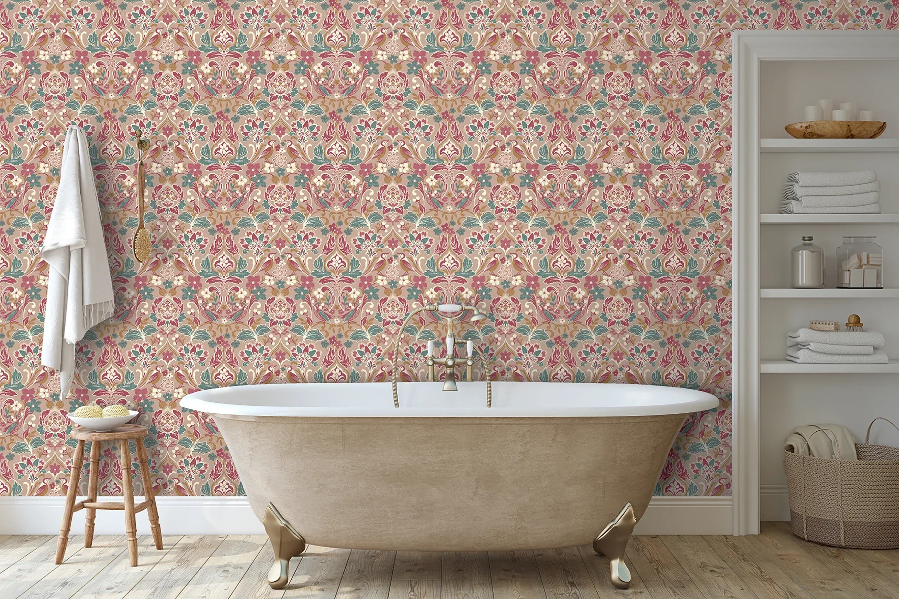 Brewster Home Fashions Birdy Pink Nuthatch Floral Wallpaper | Wallpaper Twins Brewster Home Fashions Birdy Pink Nuthatch Floral Wallpaper - SKU AH100199AH