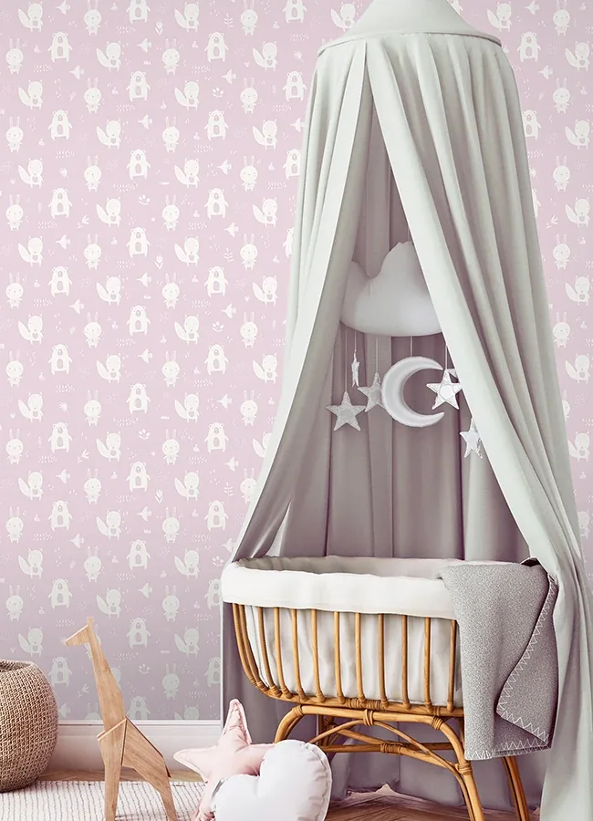 Brewster Home Fashions Bitsy Pink Woodland Wallpaper | Wallpaper Twins Brewster Home Fashions Bitsy Pink Woodland Wallpaper - SKU 4060-91303