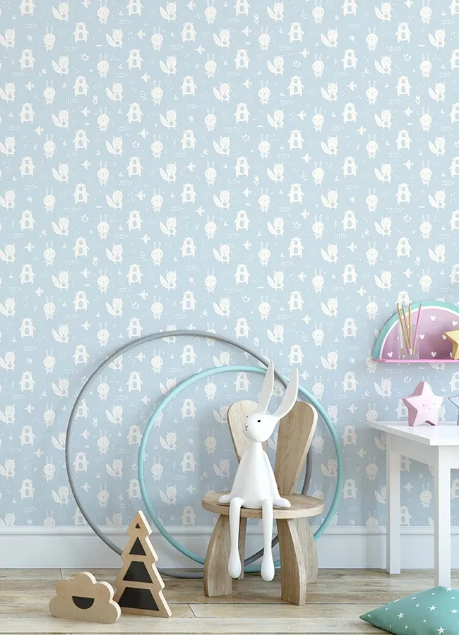 Brewster Home Fashions Bitsy Sky Blue Woodland Wallpaper | Wallpaper Twins Brewster Home Fashions Bitsy Sky Blue Woodland Wallpaper - SKU 4060-91311