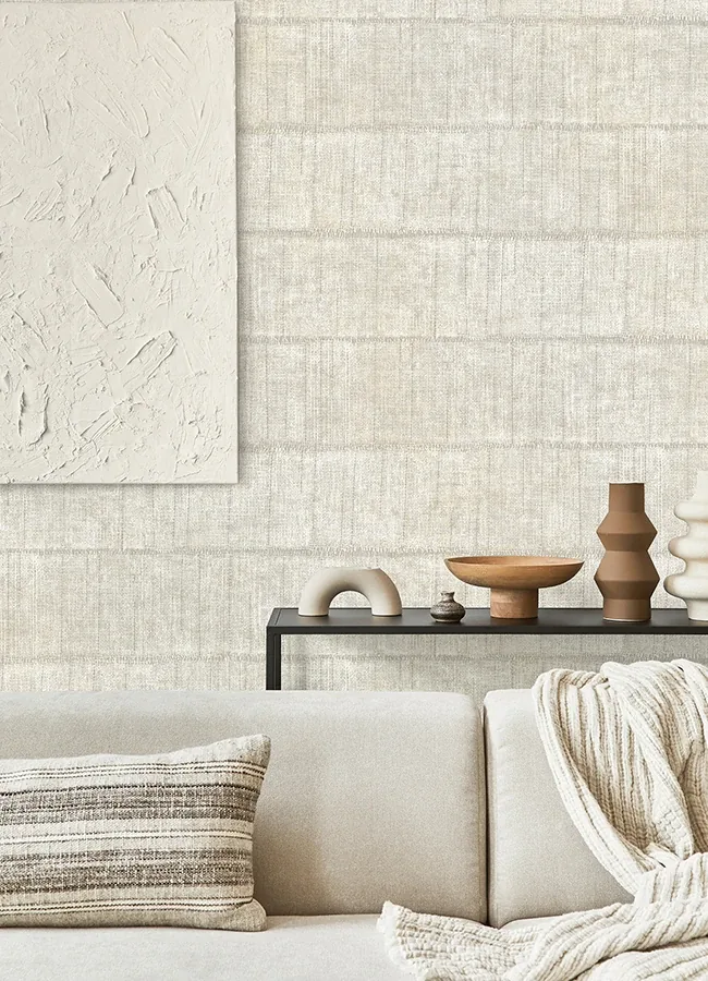 Brewster Home Fashions Blake Bone Texture Stripe Wallpaper - SKU 4125-26739