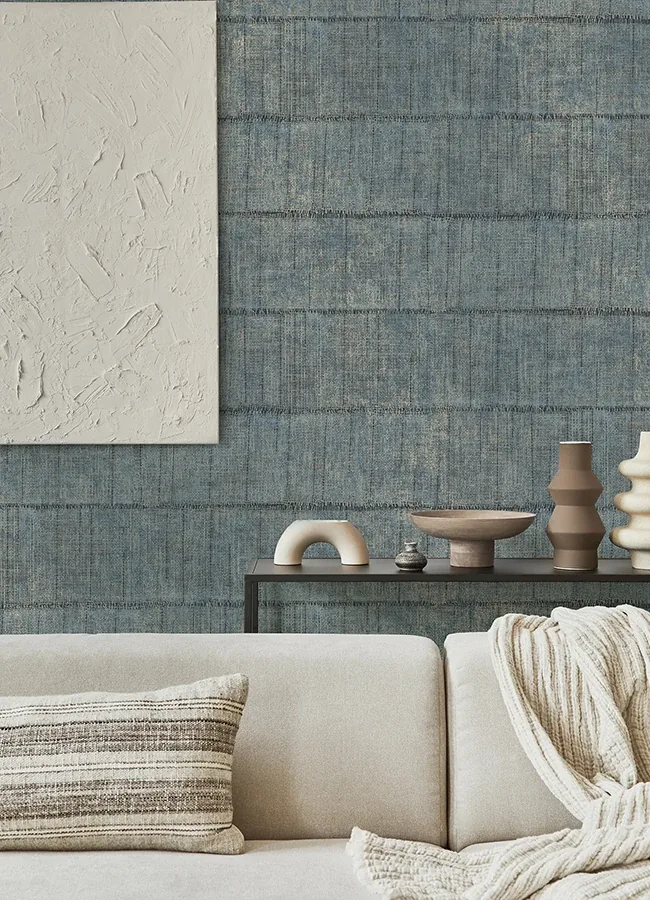 Brewster Home Fashions Blake Denim Texture Stripe Wallpaper - SKU 4125-26742