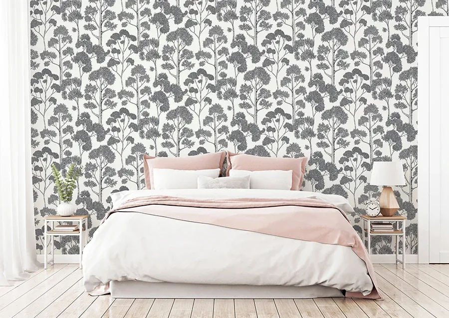 Brewster Home Fashions Blanche Silver Trees Wallpaper - SKU AH909505