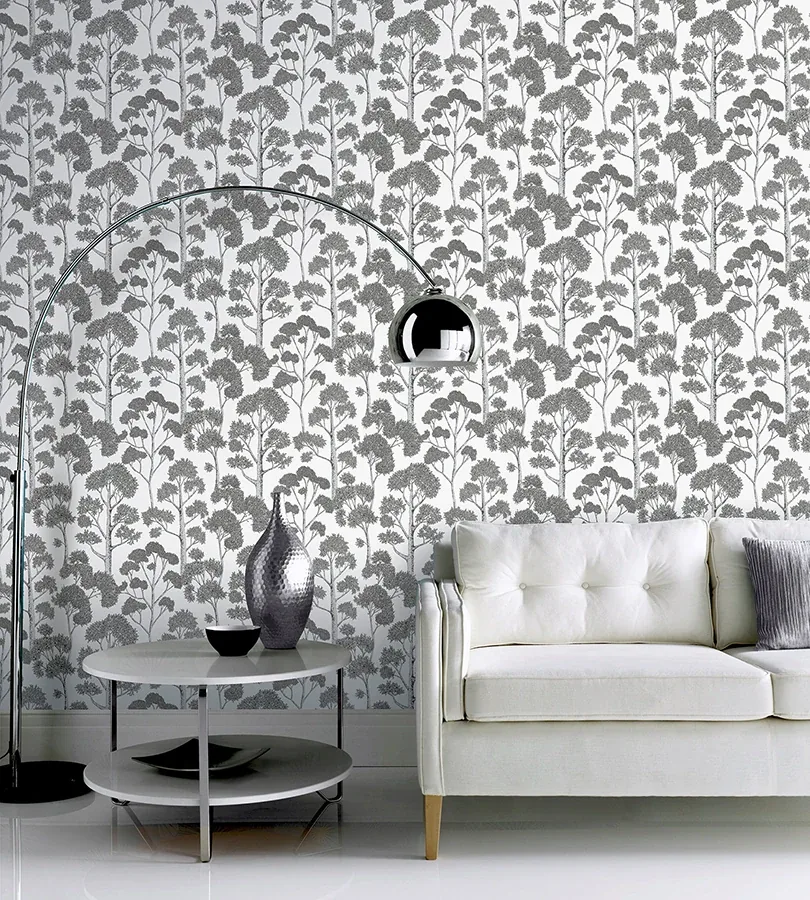 Brewster Home Fashions Blanche Silver Trees Wallpaper - SKU AH909505