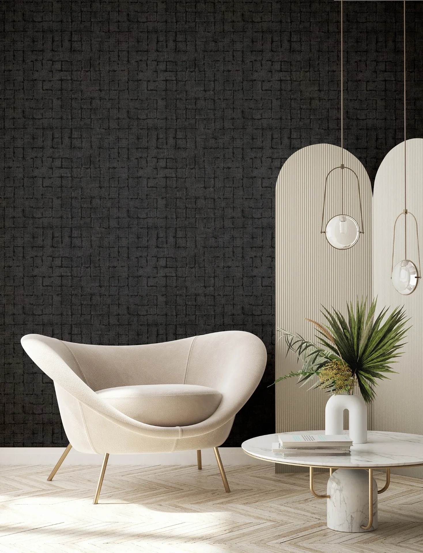Brewster Home Fashions Blocks Charcoal Checkered Wallpaper - SKU 4157-333456