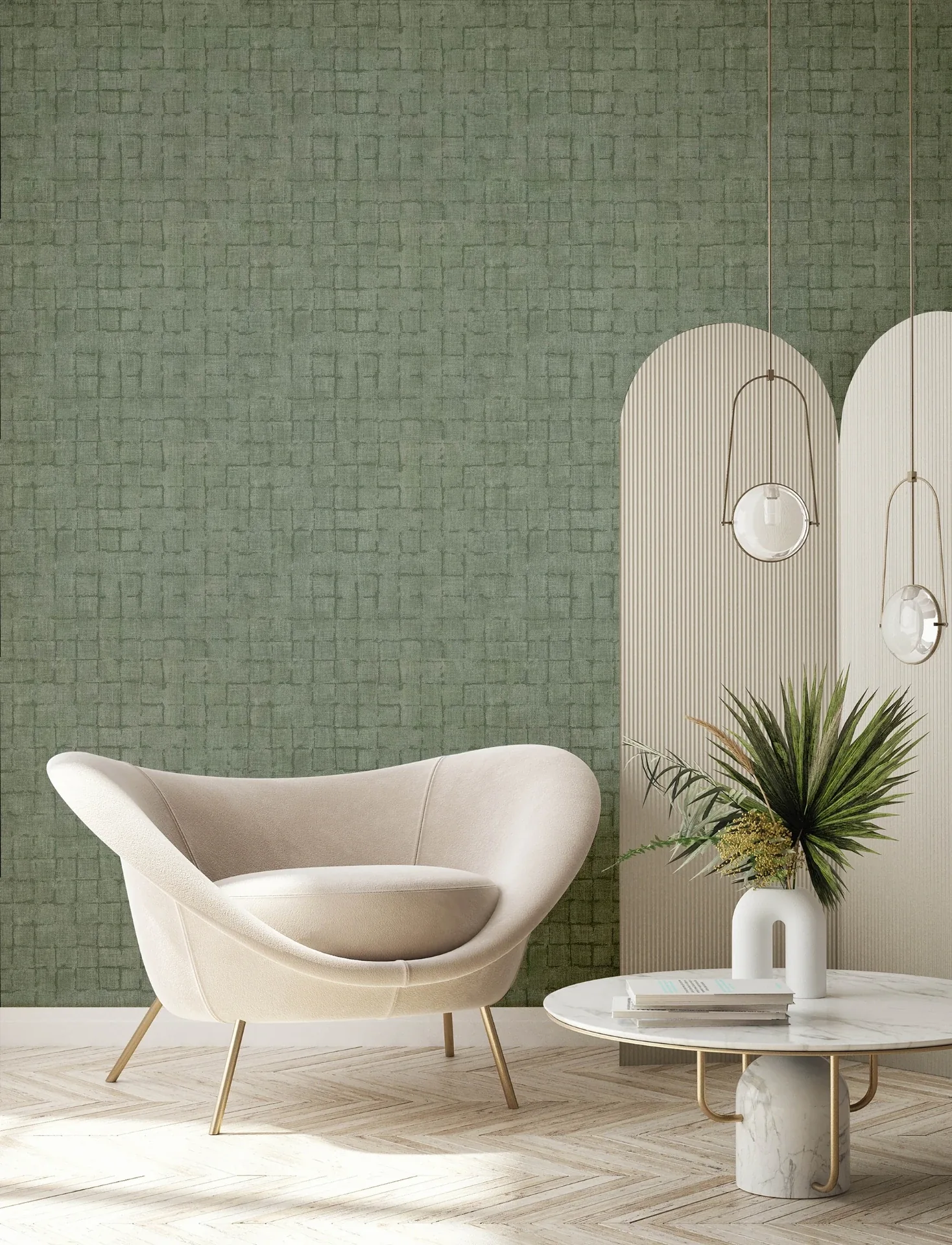 Brewster Home Fashions Blocks Sage Checkered Wallpaper - SKU 4157-333454