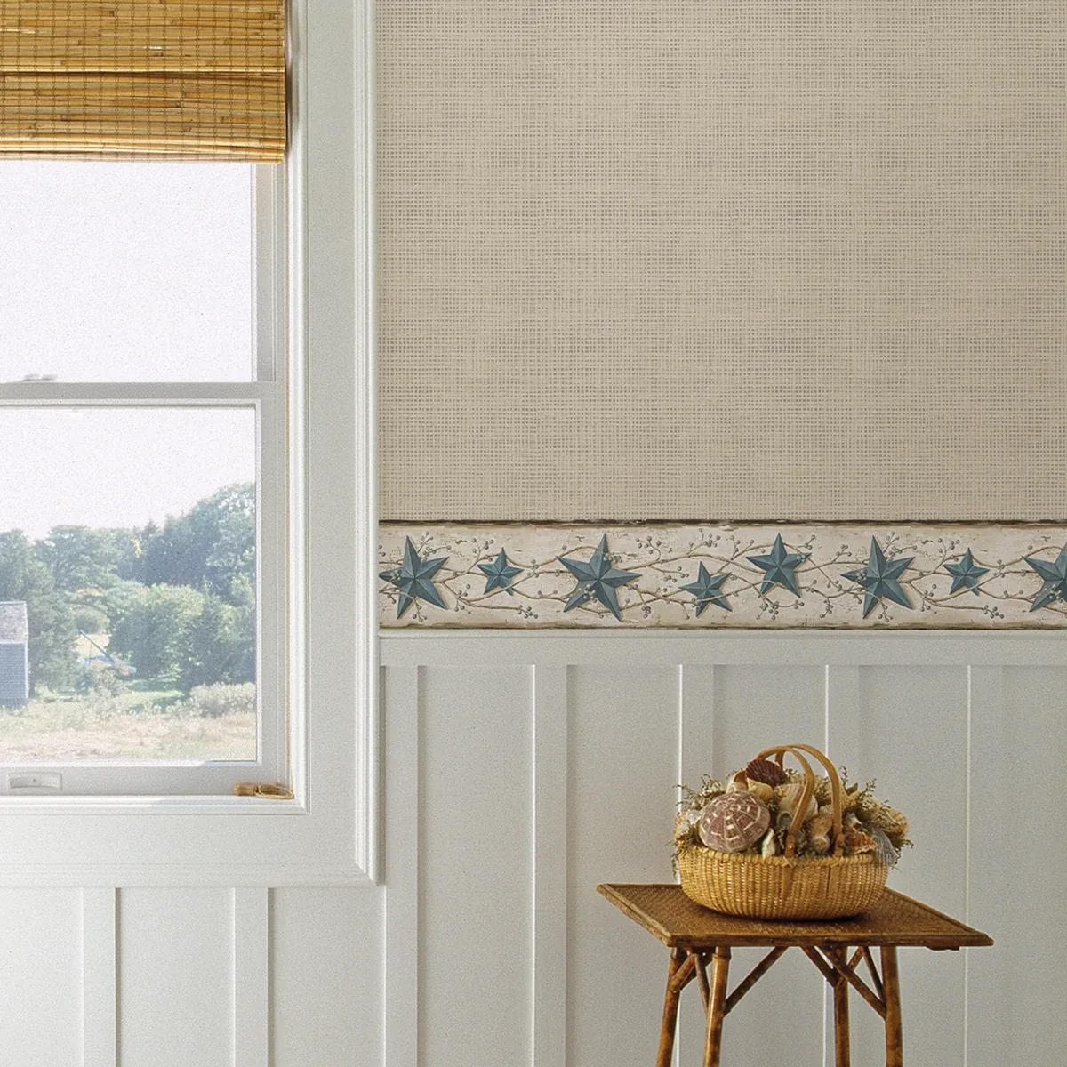 Brewster Home Fashions Blue Heritage Tin Star Wallpaper - SKU 3123-65366