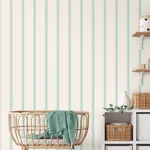 Brewster Home Fashions Bobbin Stripe Aqua Scalloped Wallpaper | Wallpaper Twins Brewster Home Fashions Bobbin Stripe Aqua Scalloped Wallpaper - SKU 4203-27573