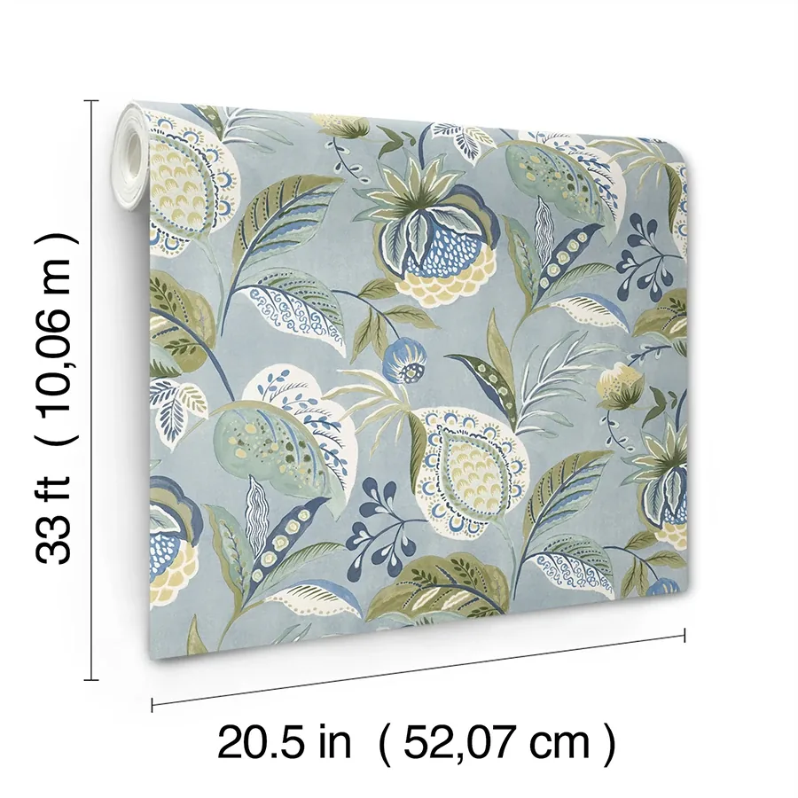 Brewster Home Fashions Bohemian Blue Jacobean Wallpaper - SKU 3125-72300