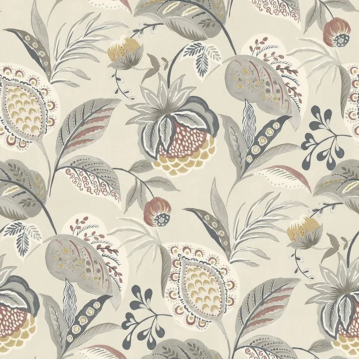 3125-72304 | Bohemian Grey Jacobean Wallpaper