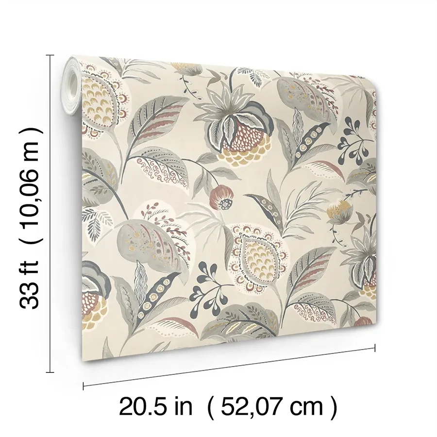Brewster Home Fashions Bohemian Grey Jacobean Wallpaper - SKU 3125-72304